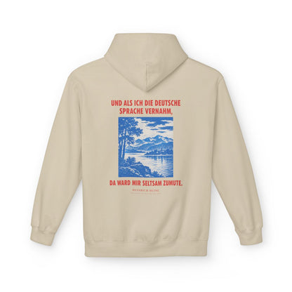 Unisex Fleece Hoodie mit Zitat - Heine - Und als ich die deutsche Sprache vernahm – back