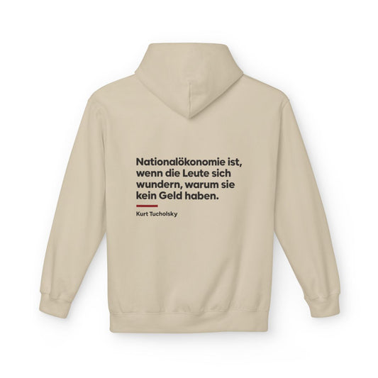 Unisex Fleece Hoodie mit Zitat - Tucholsky - Nationalökonomie – back