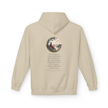Unisex Fleece Hoodie mit Zitat - Goethe - Alles Vergängliche – back