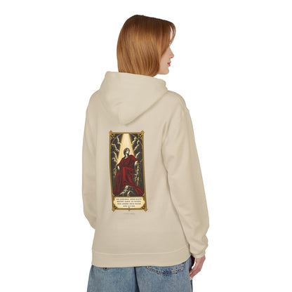 Unisex Fleece Hoodie mit Zitat - Börne - Das Geheimnis jeder Macht besteht – person-1-back