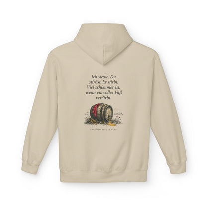 Unisex Fleece Hoodie mit Zitat - Ringelnatz - Ein volles Fass – back