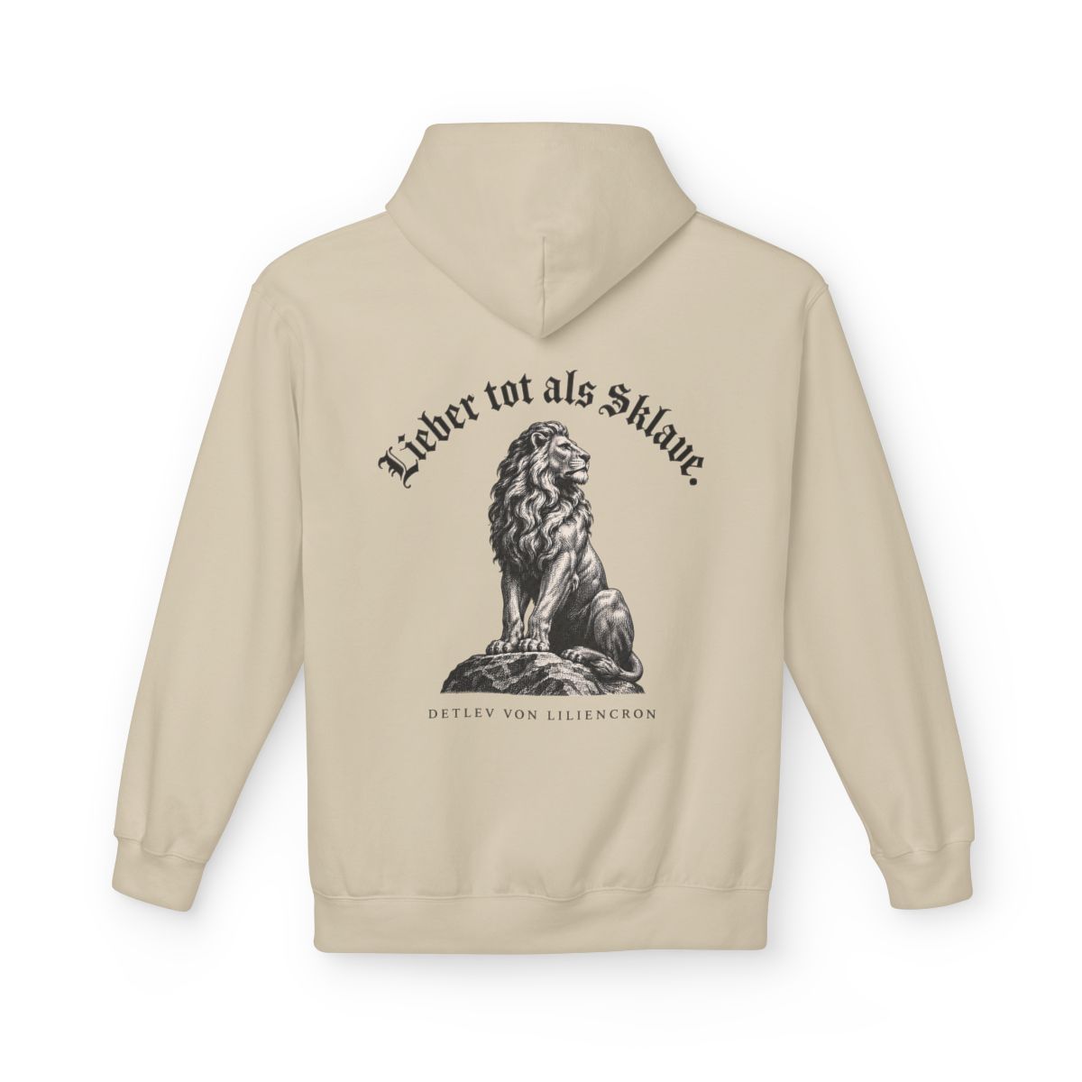 Unisex Fleece Hoodie mit Zitat - Liliencron - Lieber tot als Sklave Gravur – back