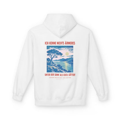 Unisex Fleece Hoodie mit Zitat - Goethe - Ich kenne nichts Ärmeres – back