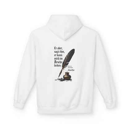 Unisex Fleece Hoodie mit Zitat - Goethe - Er kann mich im Arsche lecken – back