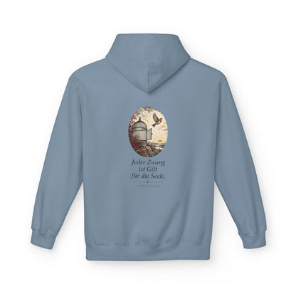 Unisex Fleece Hoodie mit Zitat - Börne - Jeder Zwang ist Gift – back