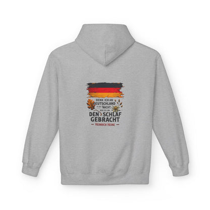 Unisex Fleece Hoodie mit Zitat - Heine - Nachtgedanken Flagge – back