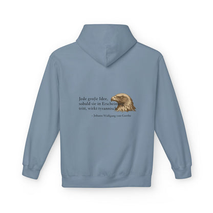Unisex Fleece Hoodie mit Zitat - Goethe - Große Idee – back