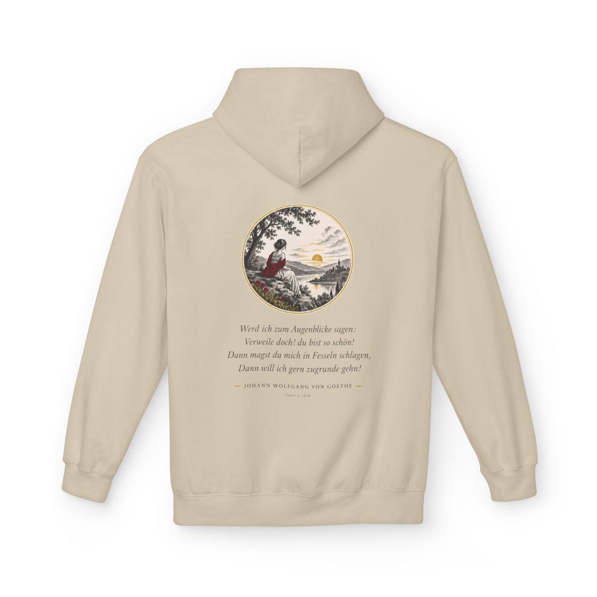 Unisex Fleece Hoodie mit Zitat - Goethe - Werd ich zum Augenblicke sagen – back