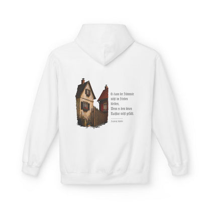 Unisex Fleece Hoodie mit Zitat - Schiller - Der böse Nachbar – back