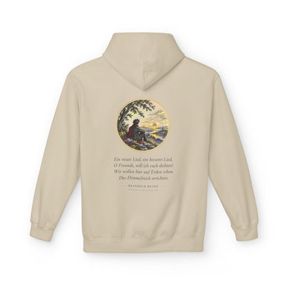 Unisex Fleece Hoodie mit Zitat - Heine - Ein neues Lied, ein besseres Lied – back