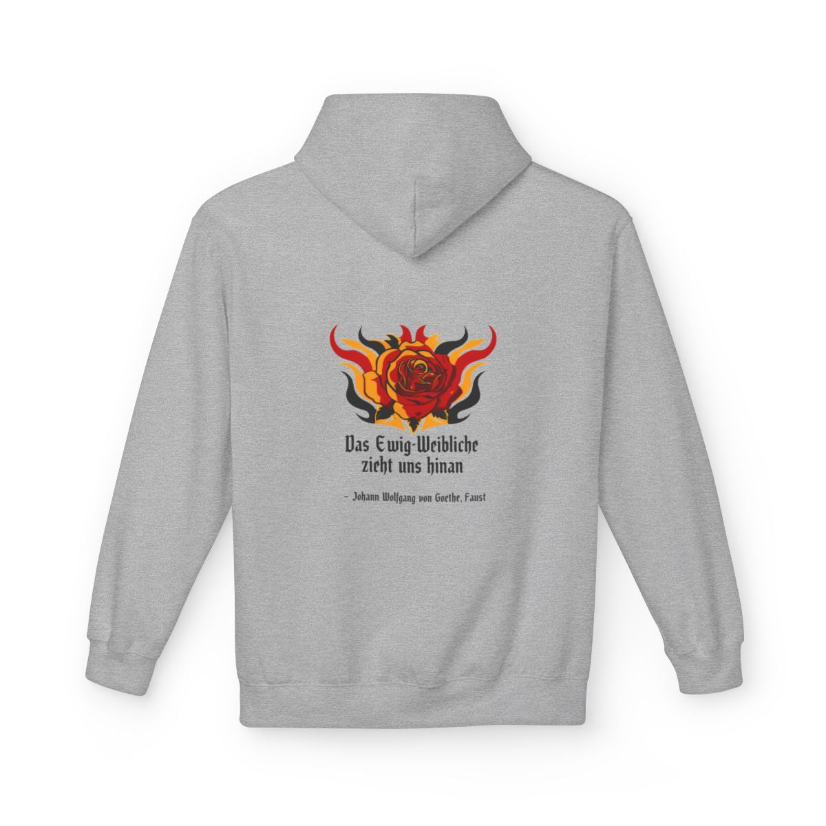 Unisex Fleece Hoodie mit Zitat - Goethe - Das Ewig-Weibliche – back
