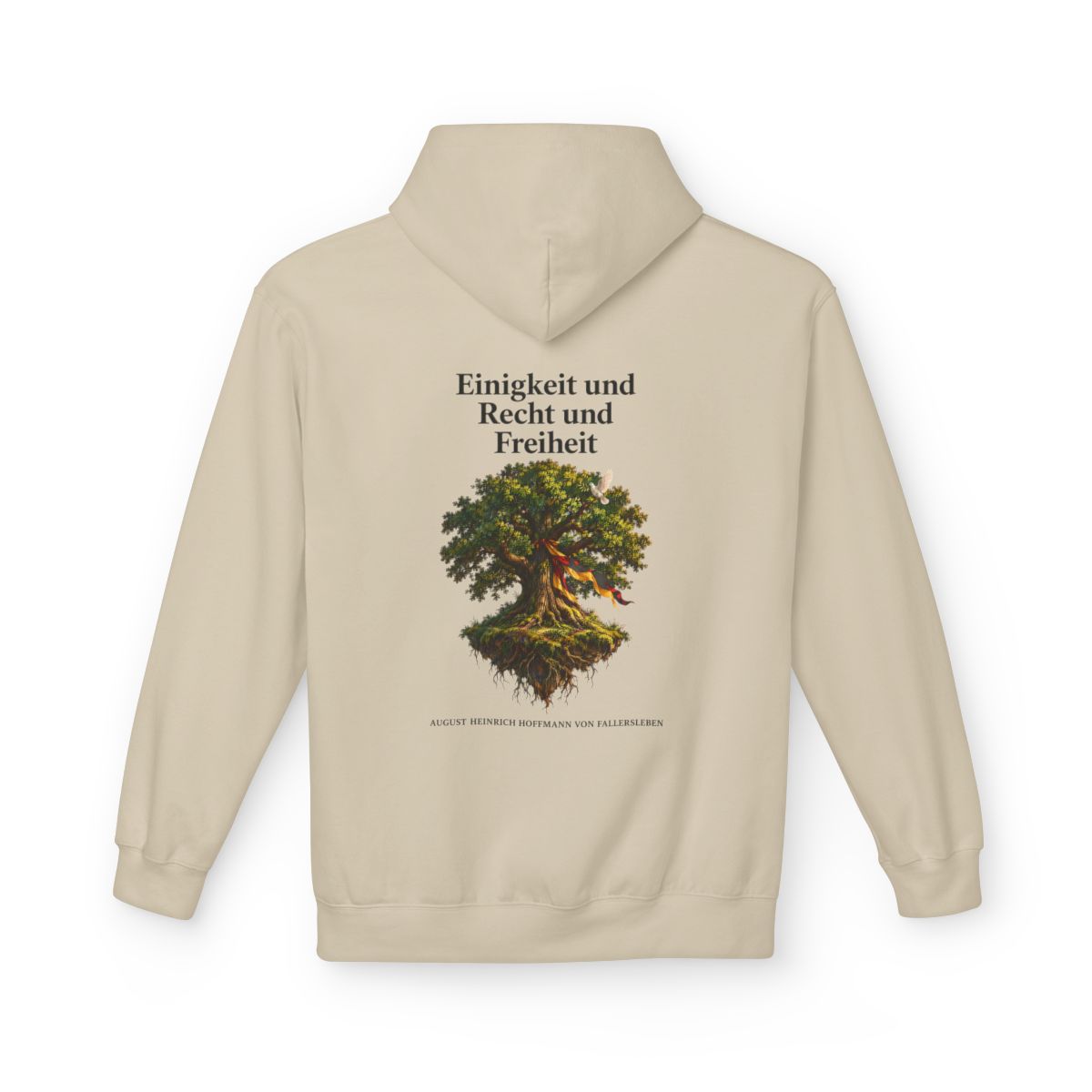 Unisex Fleece Hoodie mit Zitat - Fallersleben - Einigkeit und Recht und Freiheit – back