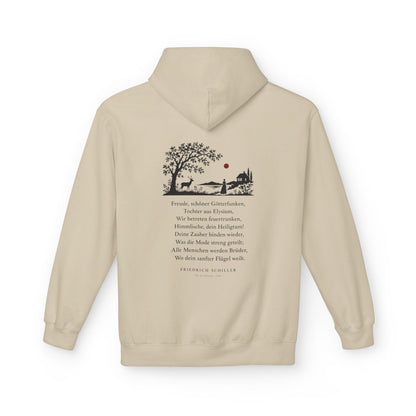 Unisex Fleece Hoodie mit Zitat - Schiller - Freude, schöner Götterfunken Scherenschnitt – back