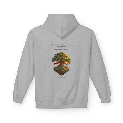 Unisex Fleece Hoodie mit Zitat - Heine - Schönes Vaterland Eiche – back