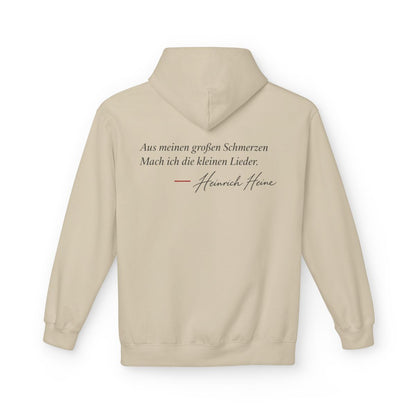 Unisex Fleece Hoodie mit Zitat - Heine - Aus meinen großen Schmerzen – back