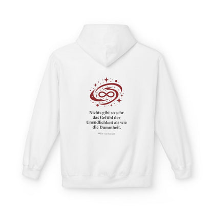 Unisex Fleece Hoodie mit Zitat - Horváth - Unendlichkeit der Dummheit – back