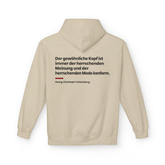 Unisex Fleece Hoodie mit Zitat - Lichtenberg - Der gewöhnliche Kopf ist immer – back