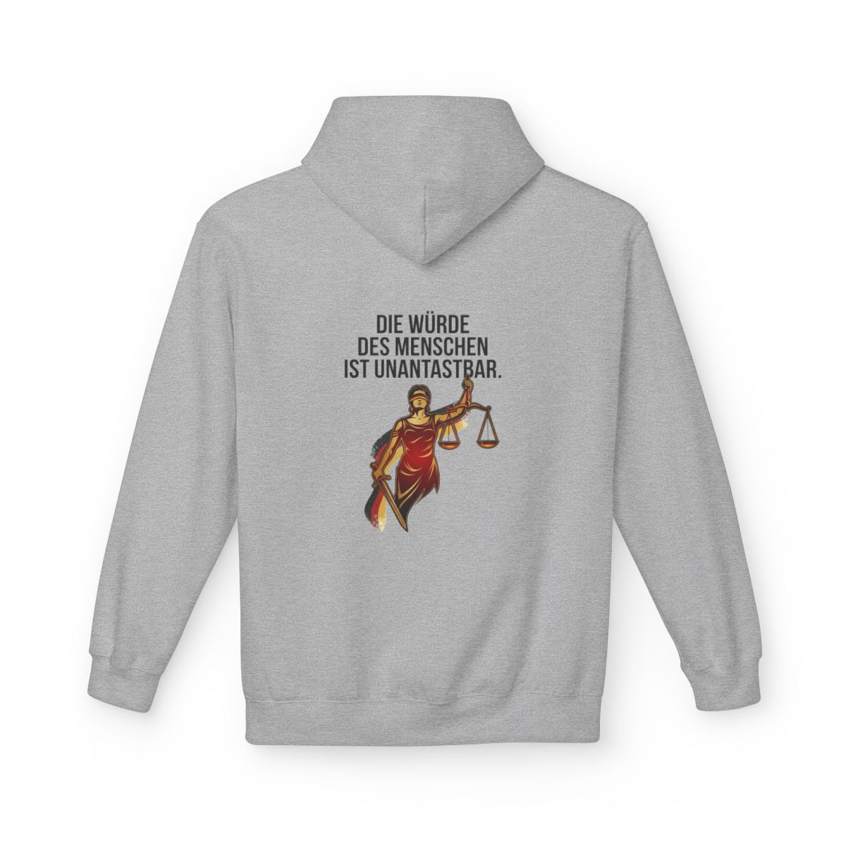 Unisex Fleece Hoodie mit Zitat - Grundgesetz - Die Würde des Menschen – back