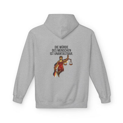 Unisex Fleece Hoodie mit Zitat - Grundgesetz - Die Würde des Menschen – back