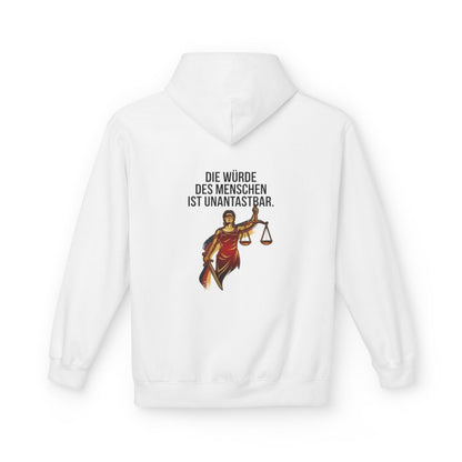 Unisex Fleece Hoodie mit Zitat - Grundgesetz - Die Würde des Menschen – back