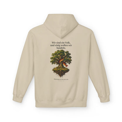 Unisex Fleece Hoodie mit Zitat - Schiller - Wir sind ein Volk – back