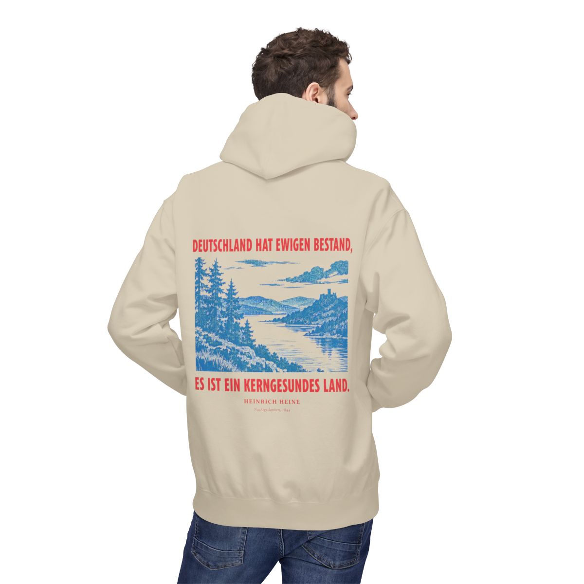 Unisex Fleece Hoodie mit Zitat - Heine - Deutschland hat ewigen Bestand – person-2-back