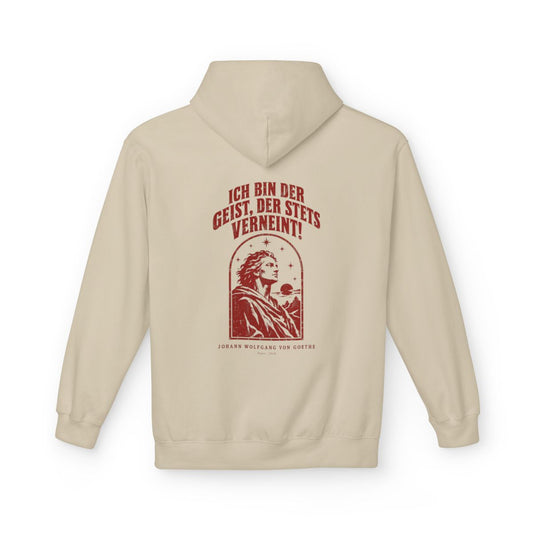 Unisex Fleece Hoodie mit Zitat - Goethe - Ich bin der Geist, der stets verneint – back