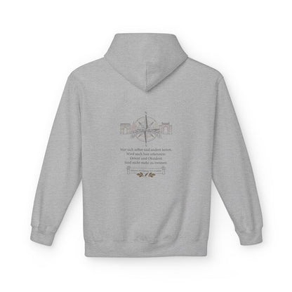 Unisex Fleece Hoodie mit Zitat - Goethe - Orient und Okzident – back