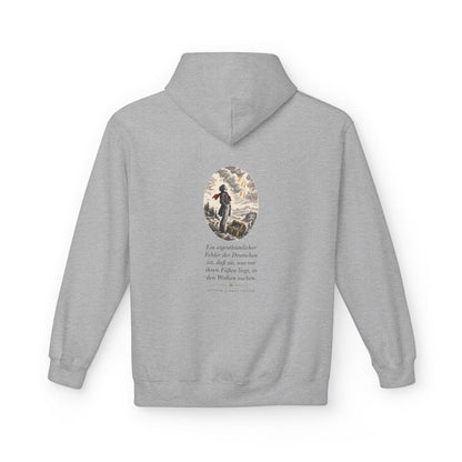 Unisex Fleece Hoodie mit Zitat - Schopenhauer - In den Wolken suchen – back