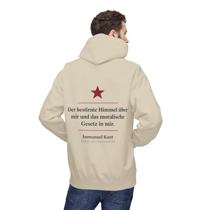 Unisex Fleece Hoodie mit Zitat - Kant - Der bestirnte Himmel über mir Symbol – person-2-back