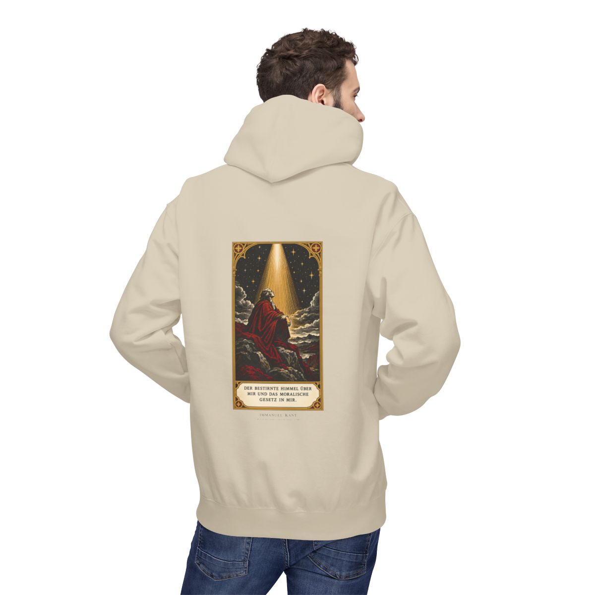 Unisex Fleece Hoodie mit Zitat - Kant - Der bestirnte Himmel über mir – person-2-back