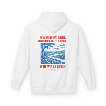 Unisex Fleece Hoodie mit Zitat - Tucholsky - Wir haben das Recht – back
