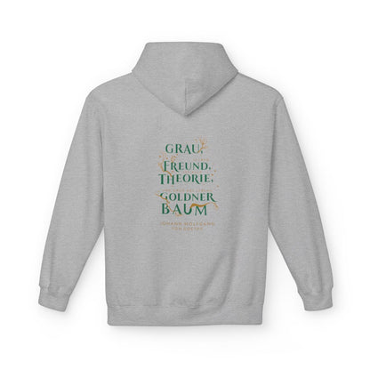 Unisex Fleece Hoodie mit Zitat - Goethe - Goldner Baum – back