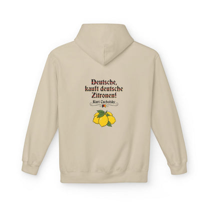 Unisex Fleece Hoodie mit Zitat - Tucholsky - Deutsche Zitronen – back