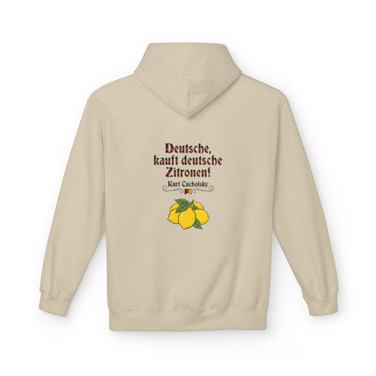 Unisex Fleece Hoodie mit Zitat - Tucholsky - Deutsche Zitronen – back