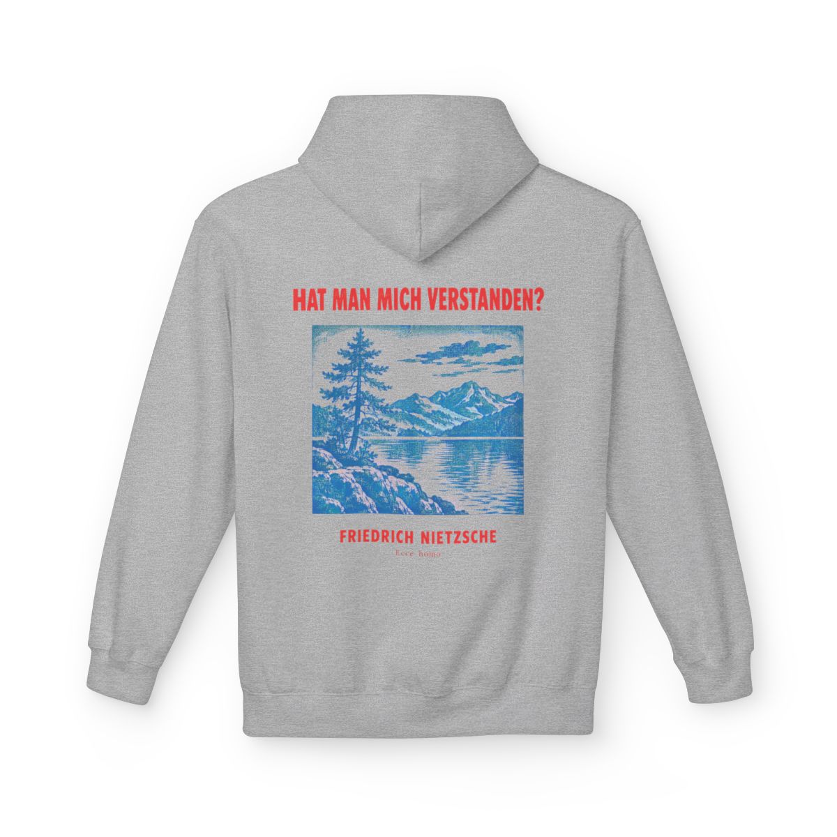 Unisex Fleece Hoodie mit Zitat - Nietzsche - Hat man mich verstanden Plakat – back