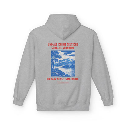 Unisex Fleece Hoodie mit Zitat - Heine - Und als ich die deutsche Sprache vernahm – back