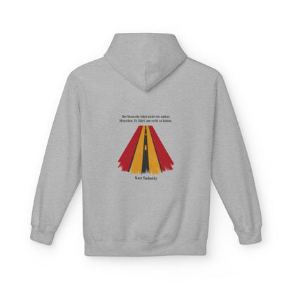 Unisex Fleece Hoodie mit Zitat - Tucholsky - Fährt um recht zu haben – back