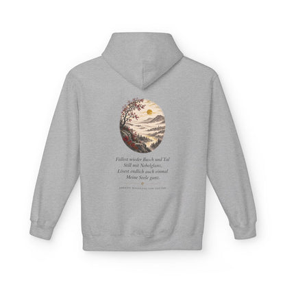 Unisex Fleece Hoodie mit Zitat - Goethe - Füllest wieder Busch und Tal – back