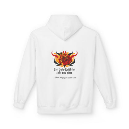 Unisex Fleece Hoodie mit Zitat - Goethe - Das Ewig-Weibliche – back