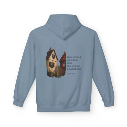 Unisex Fleece Hoodie mit Zitat - Schiller - Der böse Nachbar – back