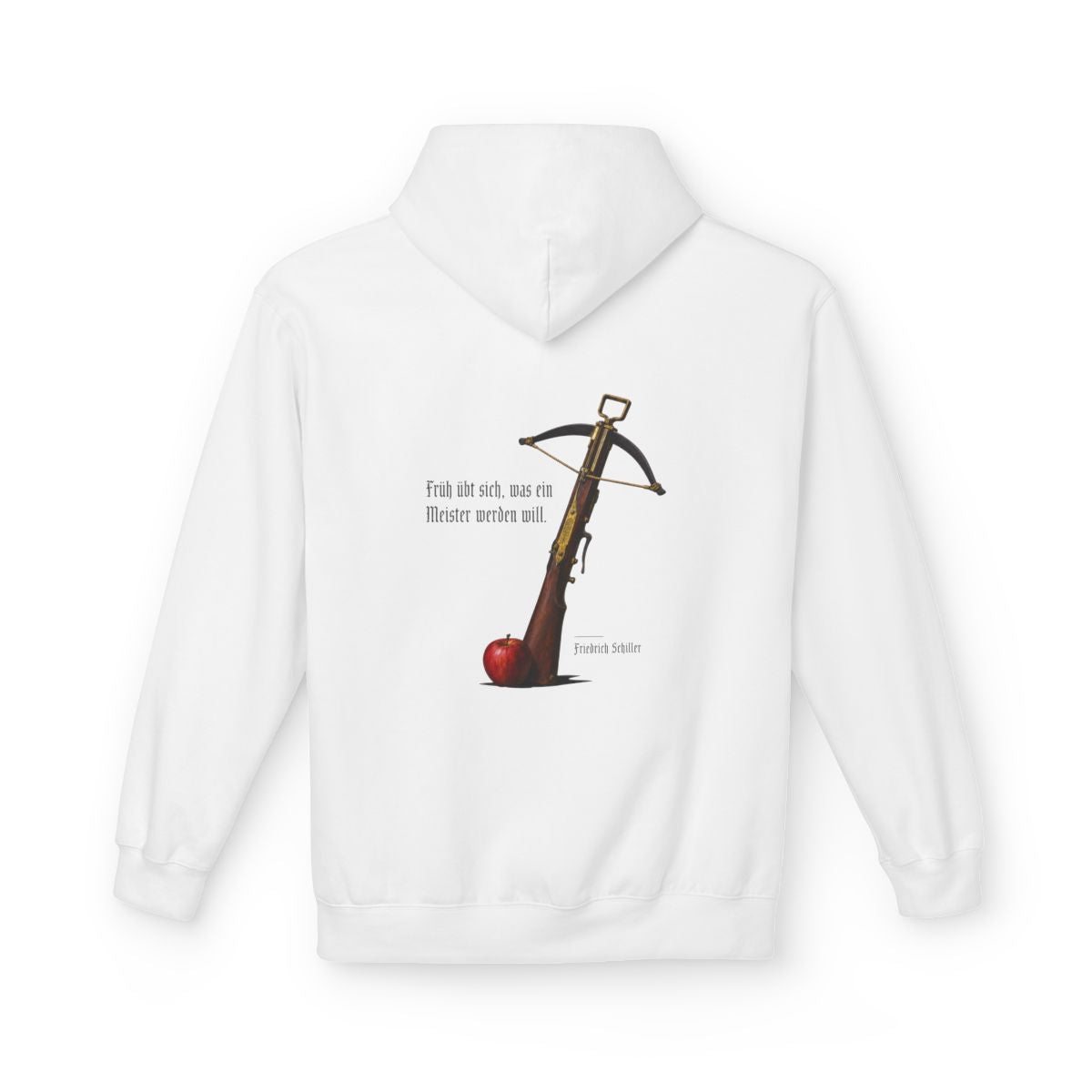Unisex Fleece Hoodie mit Zitat - Schiller - Früh übt sich – back