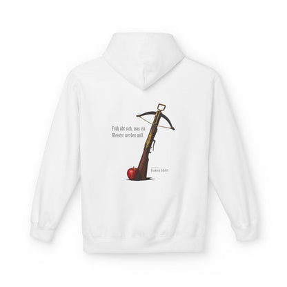 Unisex Fleece Hoodie mit Zitat - Schiller - Früh übt sich – back