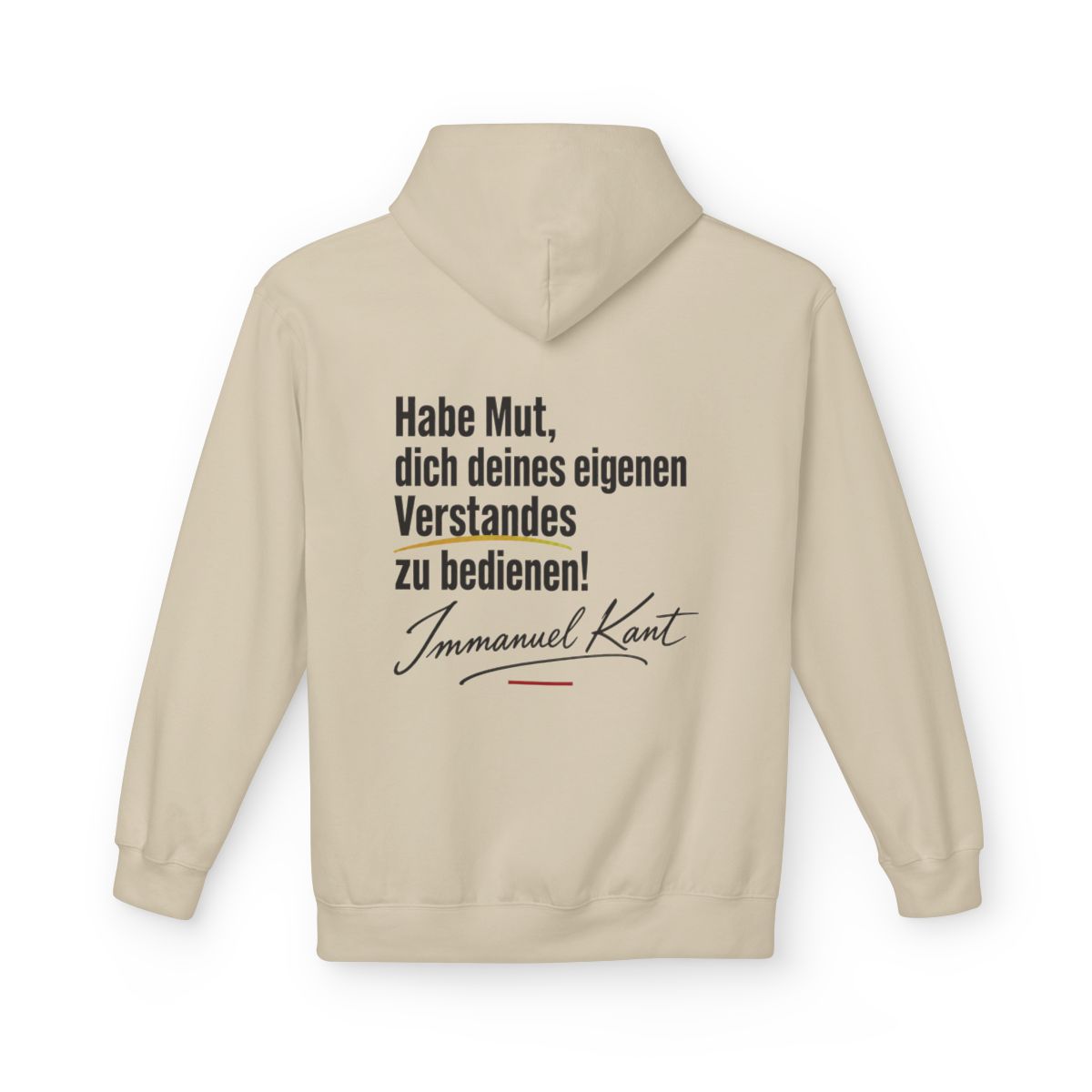 Unisex Fleece Hoodie mit Zitat - Kant - Habe Mut Signatur – back
