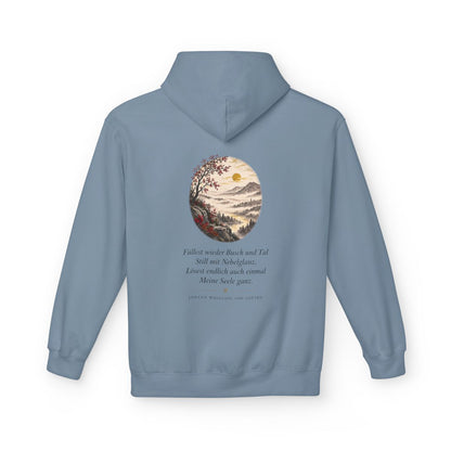 Unisex Fleece Hoodie mit Zitat - Goethe - Füllest wieder Busch und Tal – back