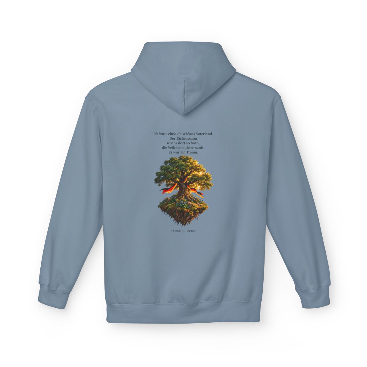 Unisex Fleece Hoodie mit Zitat - Heine - Schönes Vaterland Eiche – back