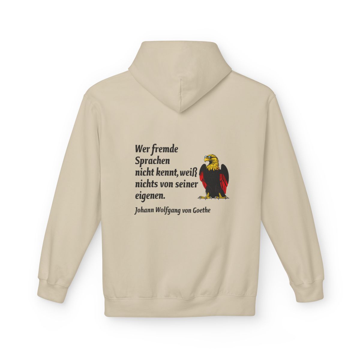 Unisex Fleece Hoodie mit Zitat - Goethe - Fremde Sprachen – back