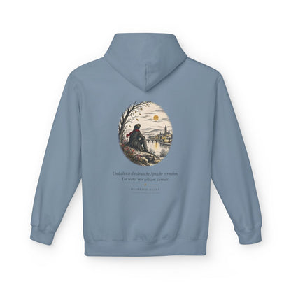 Unisex Fleece Hoodie mit Zitat - Heine - Und als ich die deutsche Sprache vernahm Nachtstück – back