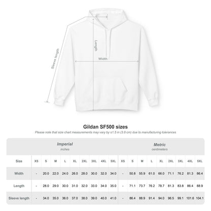 Unisex Fleece Hoodie mit Zitat - Goethe - Wer Waffen schmiedet – size-chart