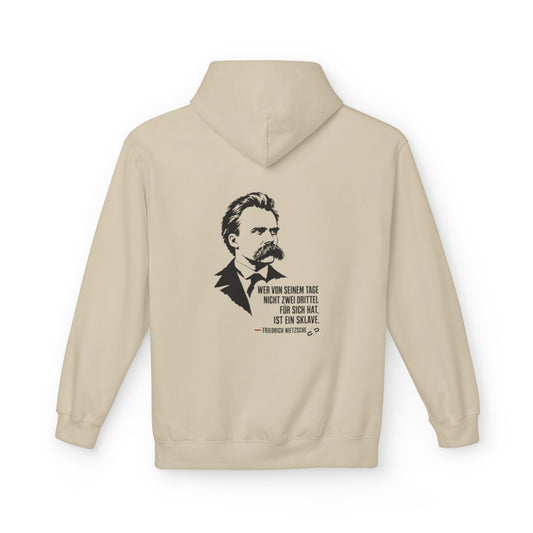 Unisex Fleece Hoodie mit Zitat - Nietzsche - Zwei Drittel für sich – back